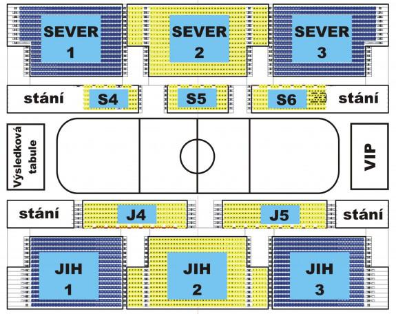 Schéma sedadel zimního stadionu