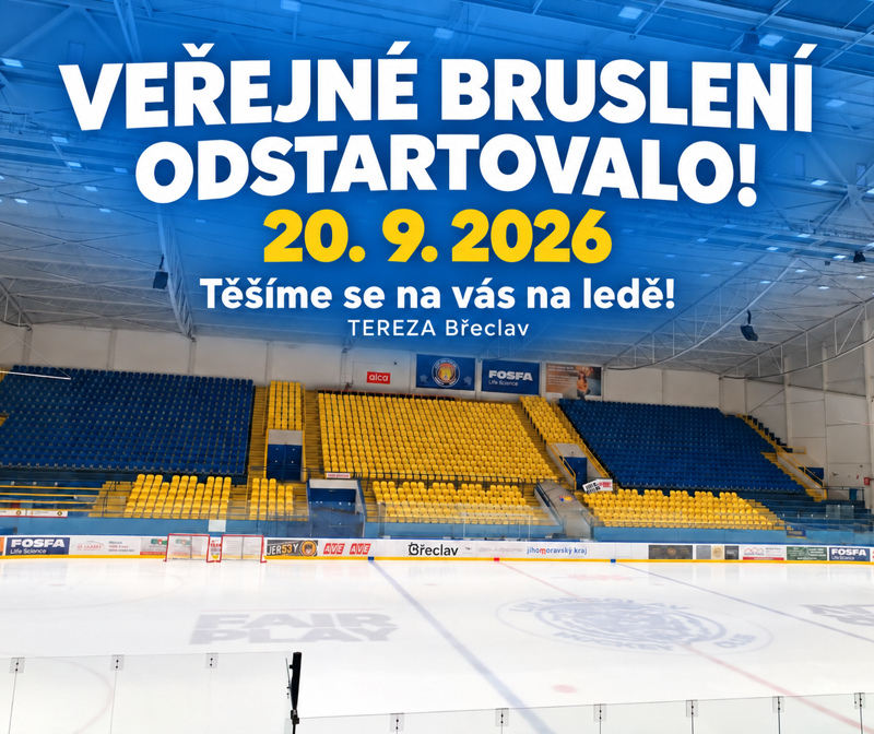 Od 20. září 2026 opět bruslíme na zimním stadionu TEREZA Břeclav a srdečně vás zveme na led!